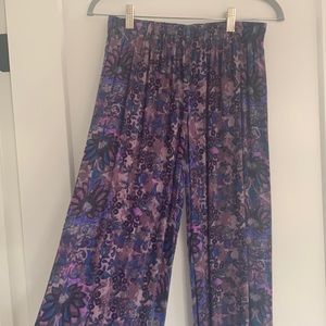 Wide leg elastic printed pants